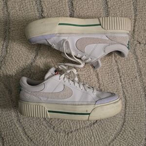 White and Green Nike Sneakers
